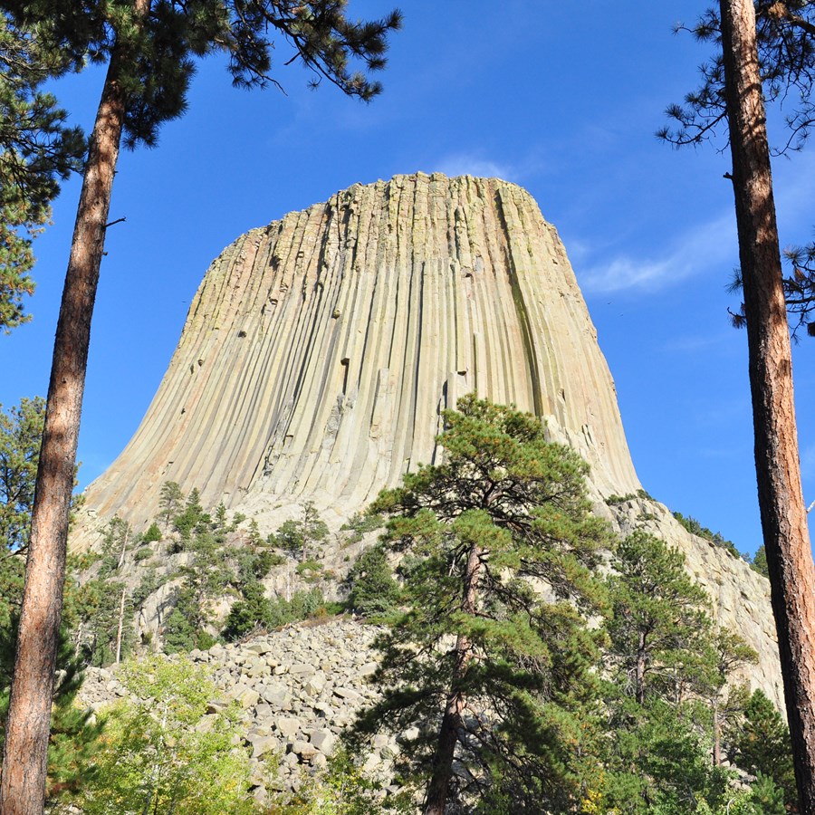 Wyoming Devils Tower National Monument approaching thunderstorm