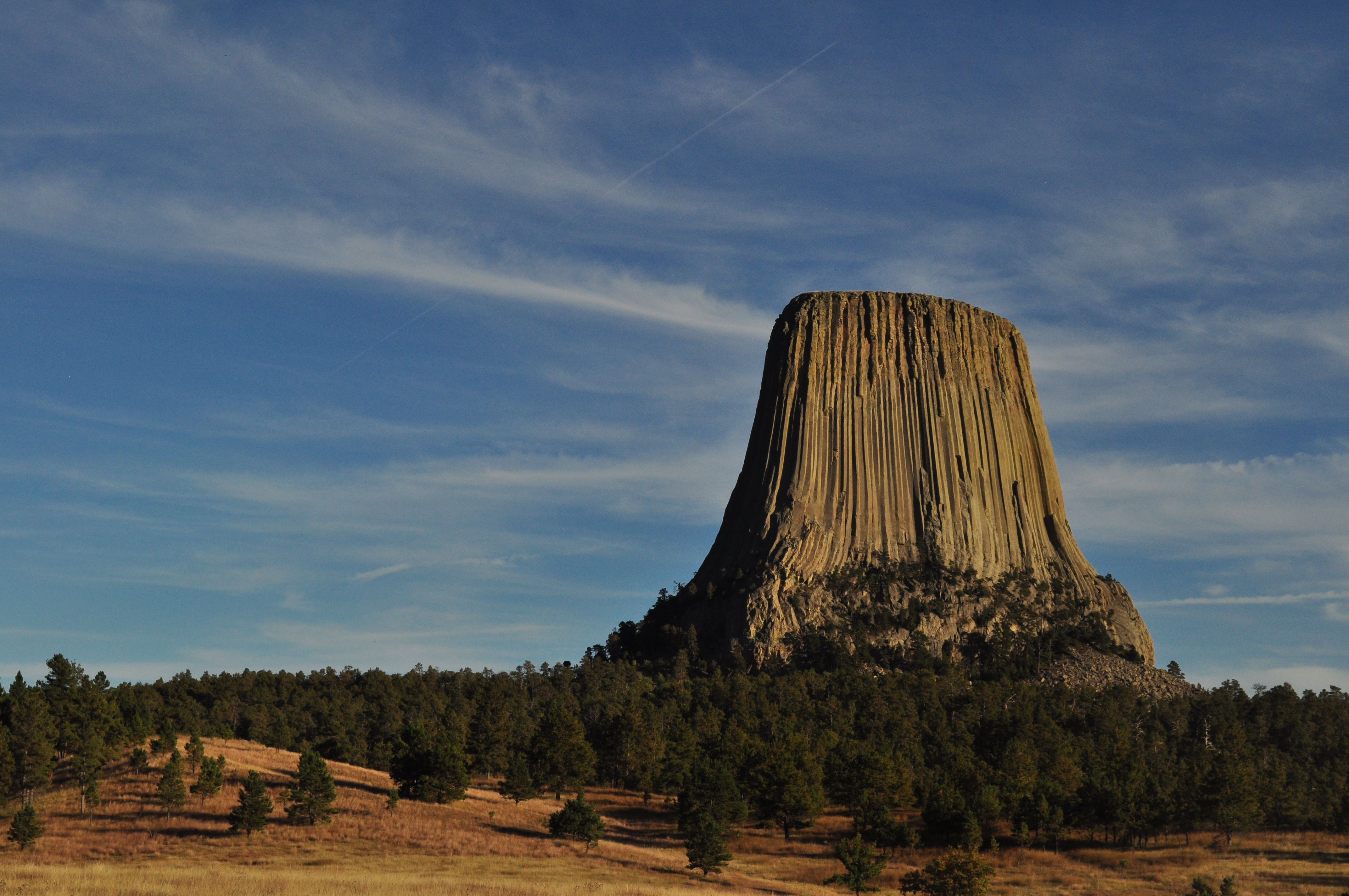 Wyoming Devils Tower National Monument approaching thunderstorm