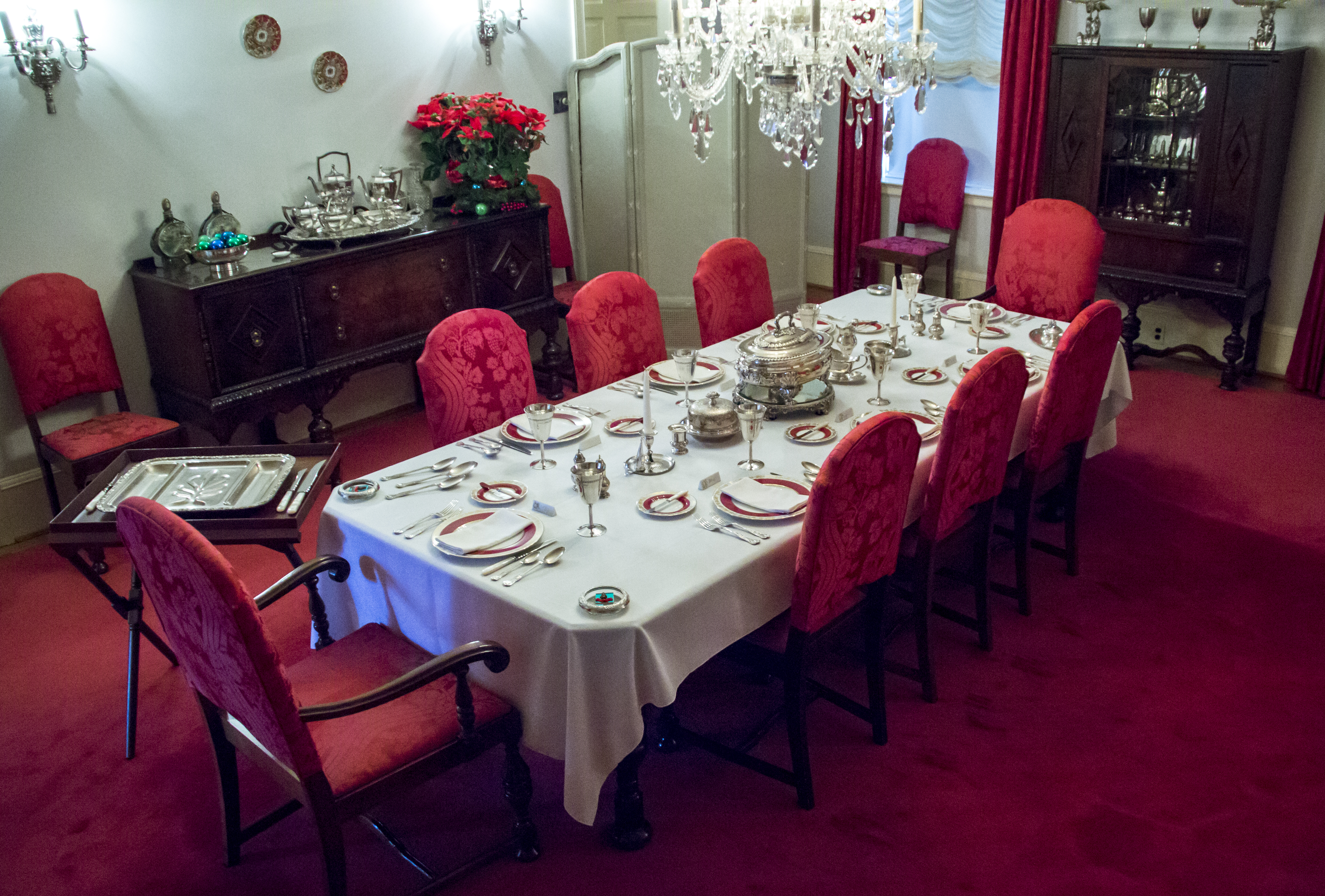 The Eisenhower dining room decorated for the holidays