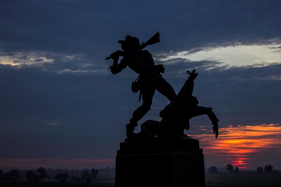 The Mississippi Monument at sunrise