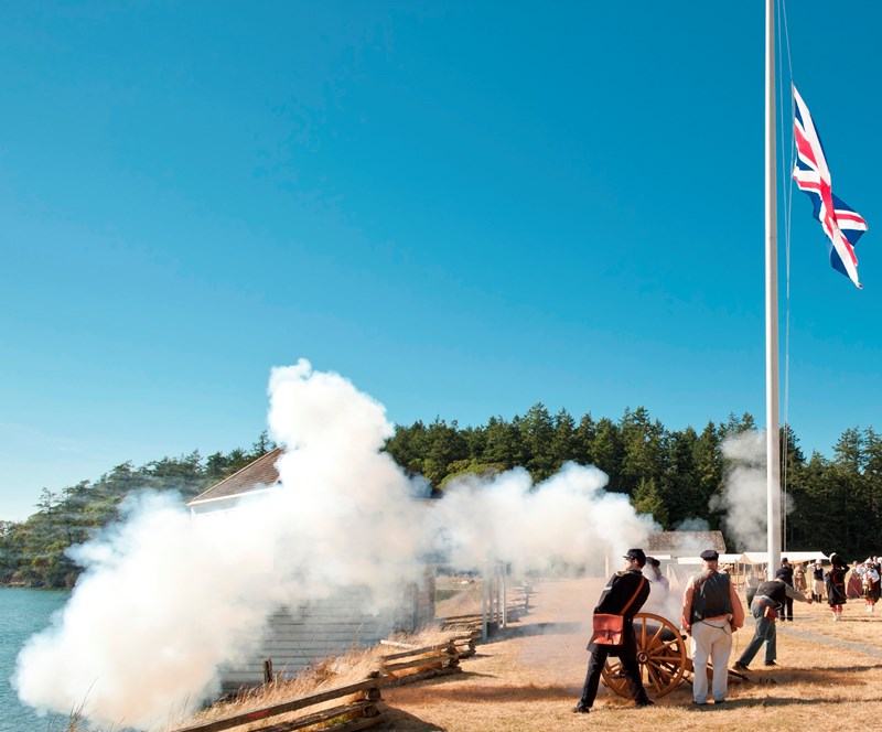 Encampment a historic cannon being fired