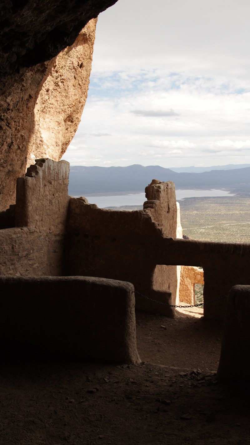 Upper Cliff Dwelling The view looking out from the cliff dwelling over Roosevelt Lake.
