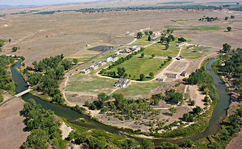 Aerial view of Fort Laramie NHS from the South