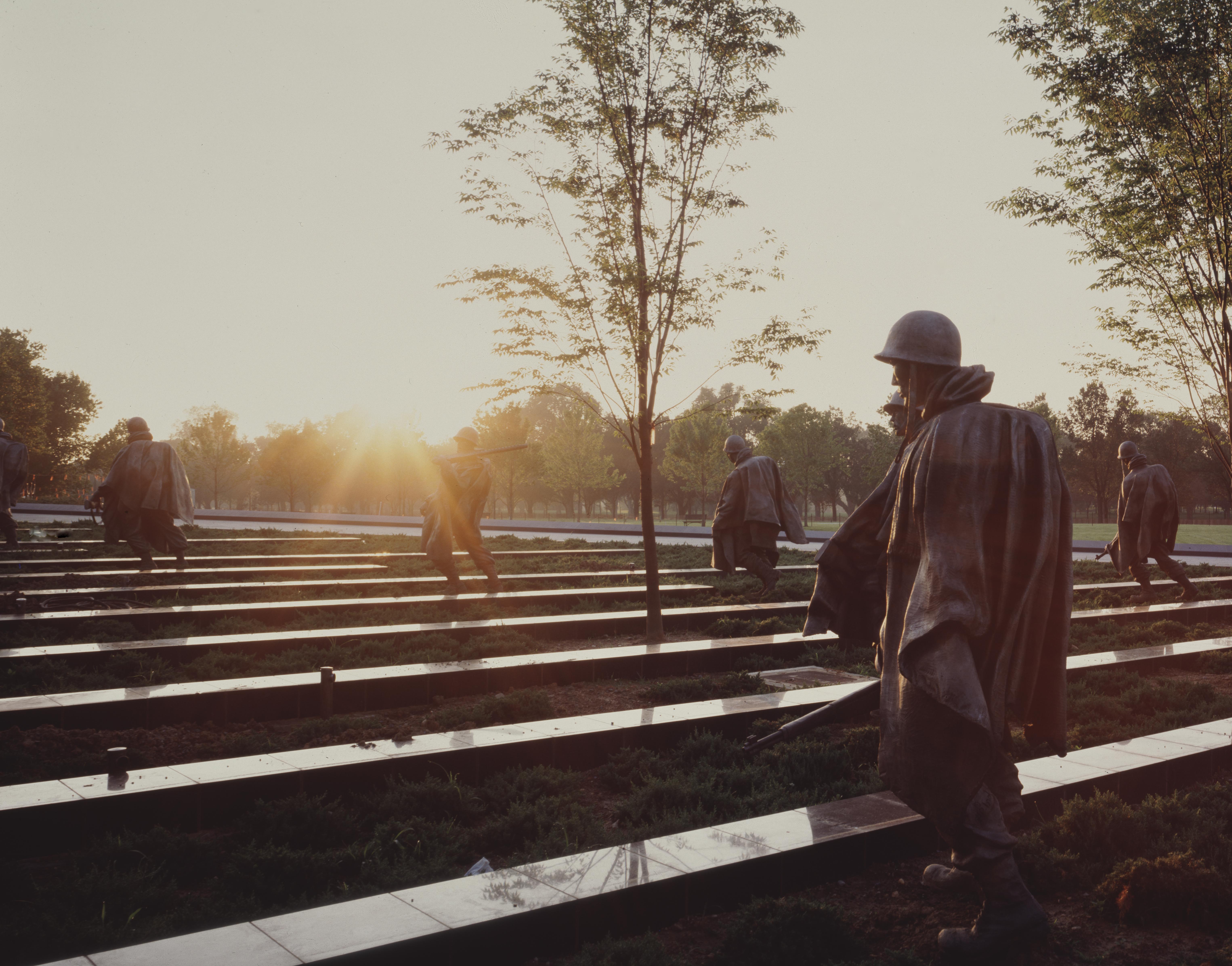 Dawn Picture of the statues within the memorial