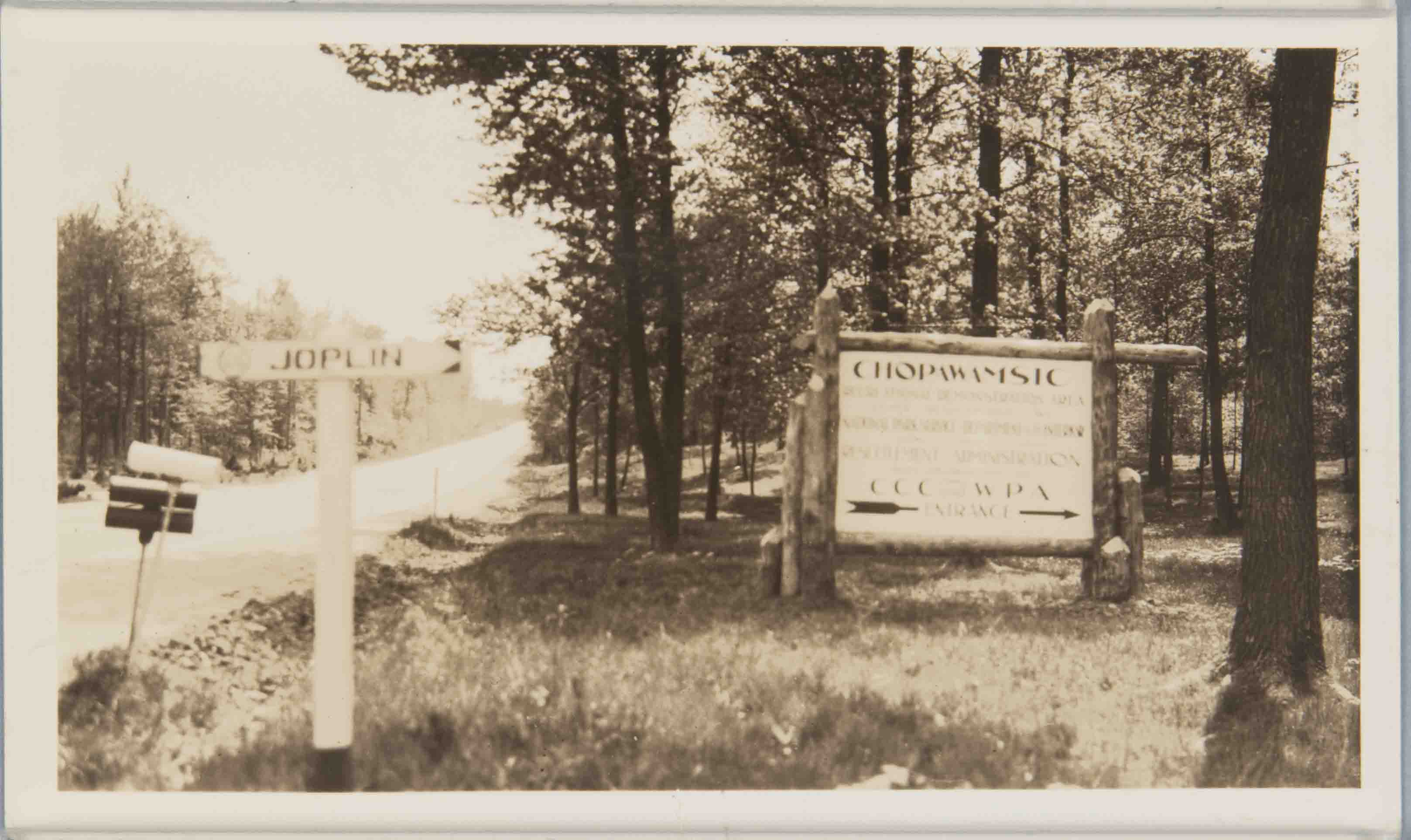 An original 1930's sign for Chopawamsic National Recreational Demonstration Area
