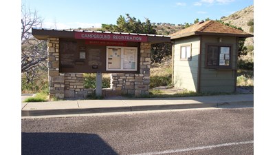 Registration bulletin board at the Pine Springs Campground