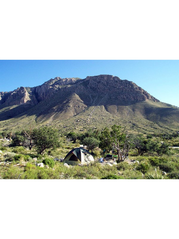Tent site at the Pine Springs Campground
