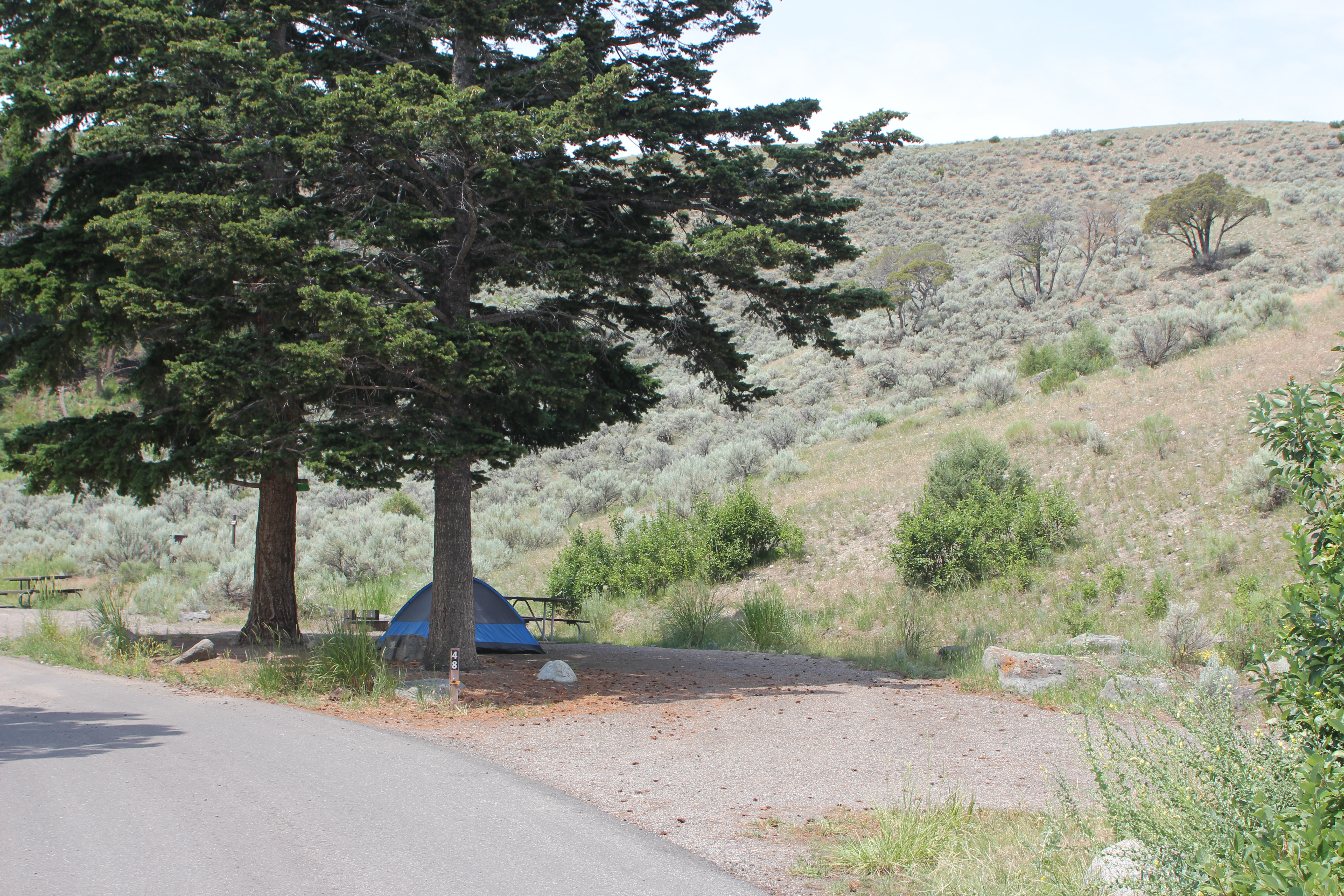 Tent pitched at campground