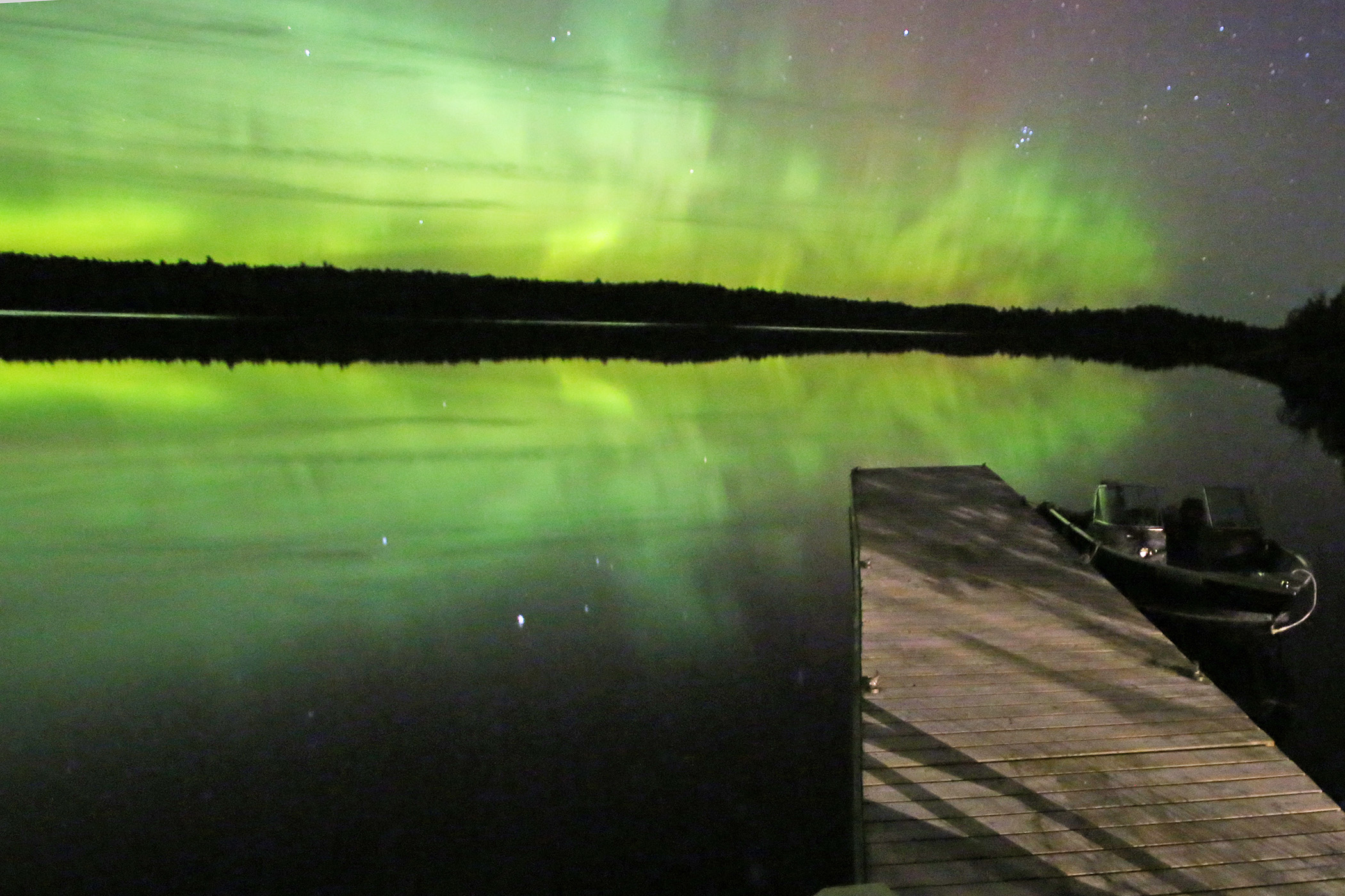 Northern Lights over Voyageurs National Park waters