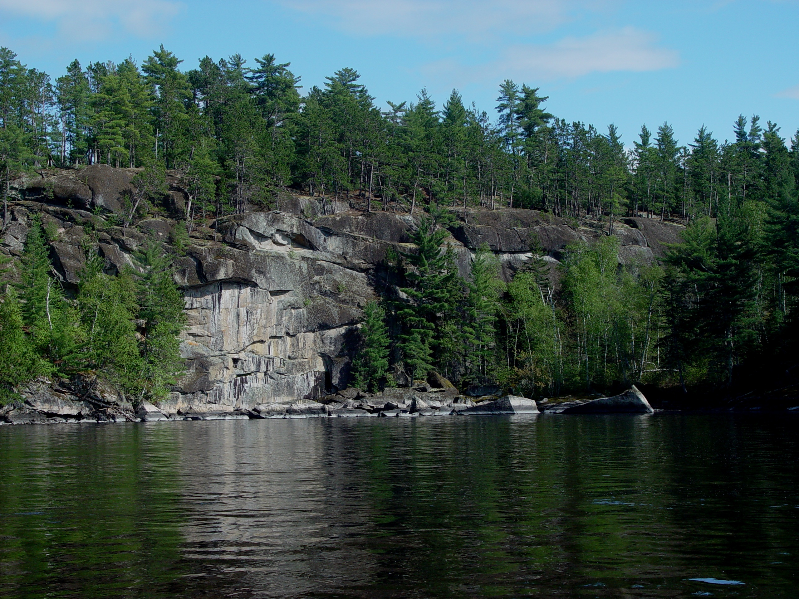 rock cliffs along the lake