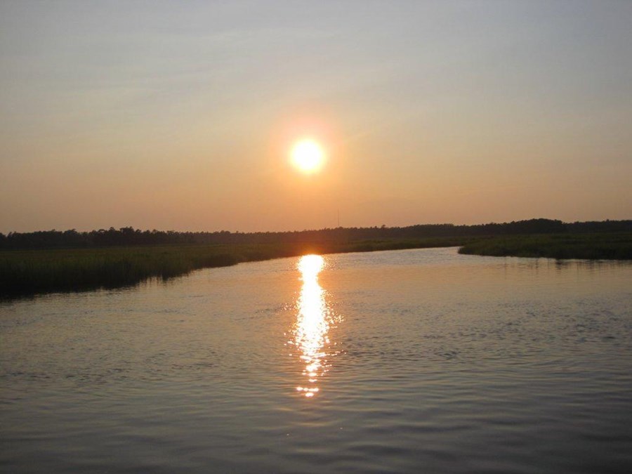 Sun setting over the river.