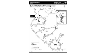 A map of a campground with three vertically stacked loops numbered C through E.