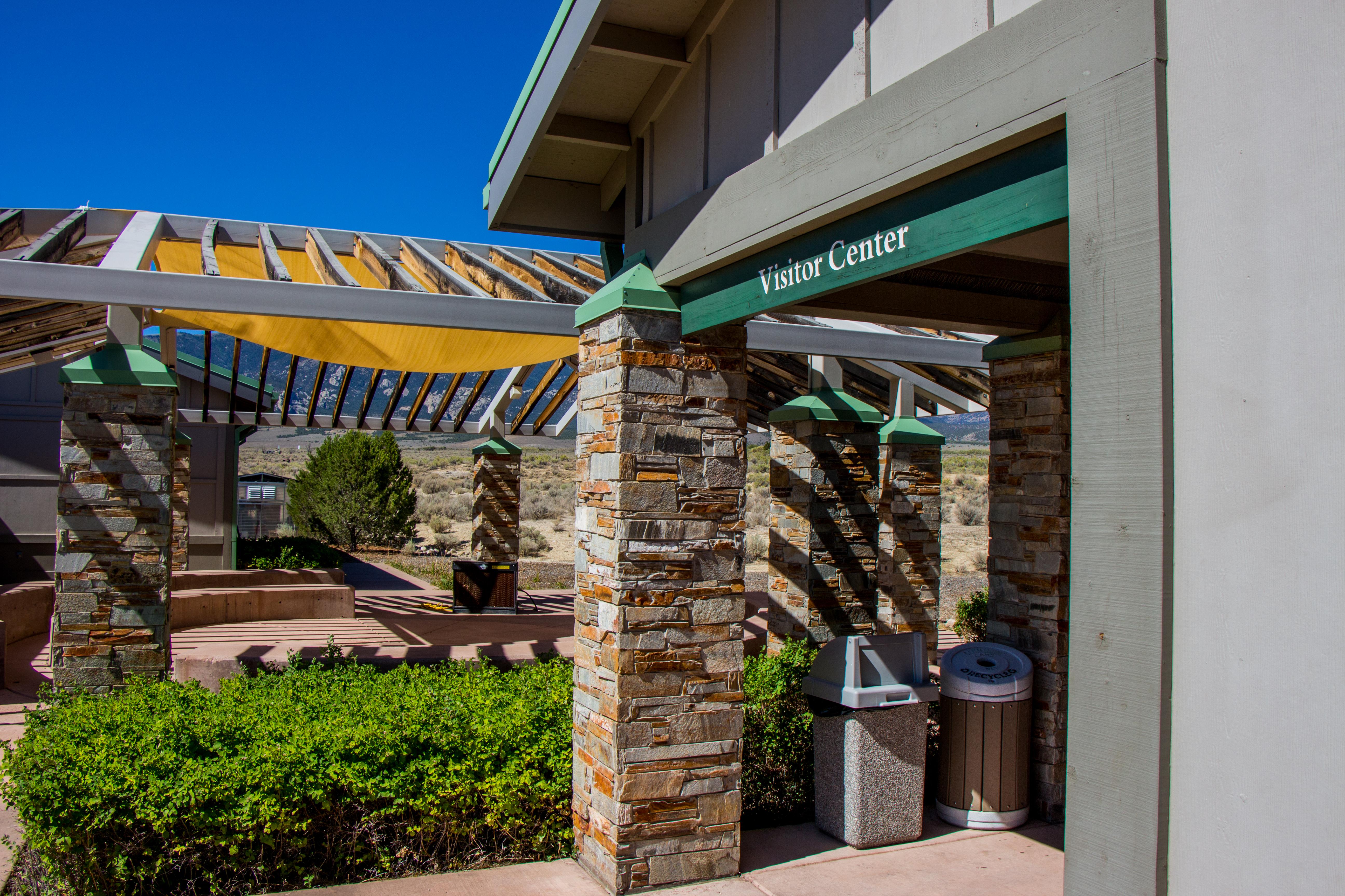 View from the Great Basin Visitor Center Doors looking toward the outdoor patio