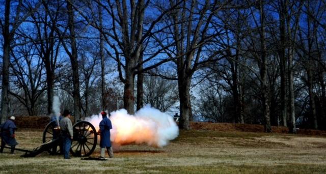 Cannon drills during the 154th anniversary of the Battle of Fort Donelson