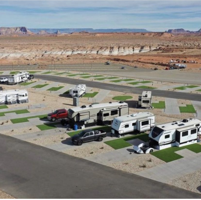 Aerial view of recreational vehicle campground