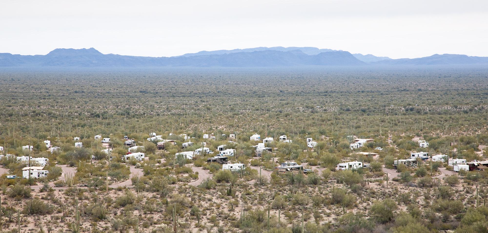 Campers at Twin Peaks Campground enjoy expansive views of the desert and the mountains in the distance