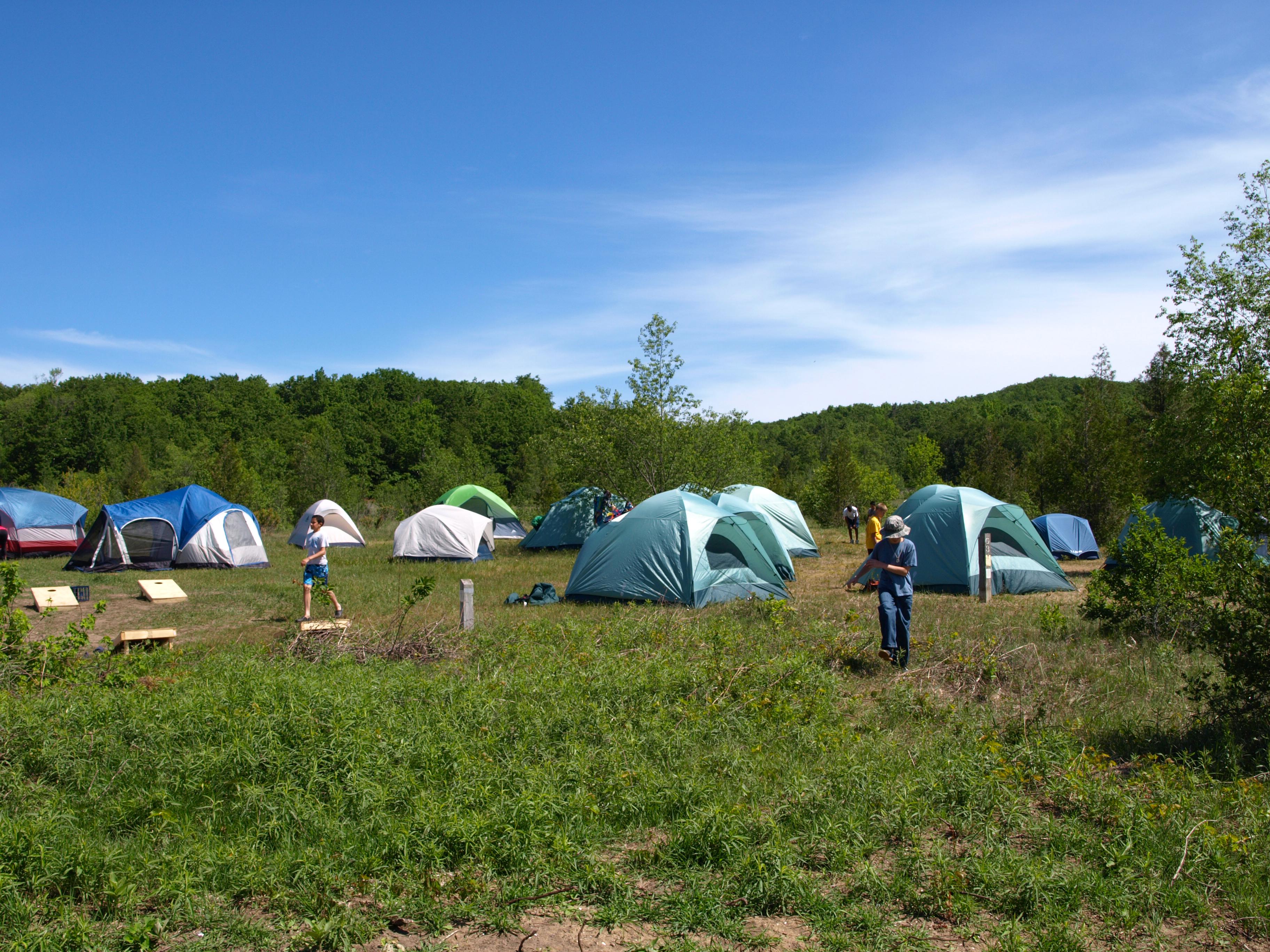 Tent sprawl across the DH Day group campground