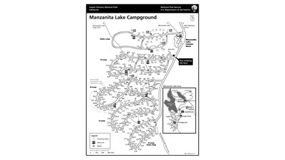 A map of a campground showing five loops connected by a road to the right.