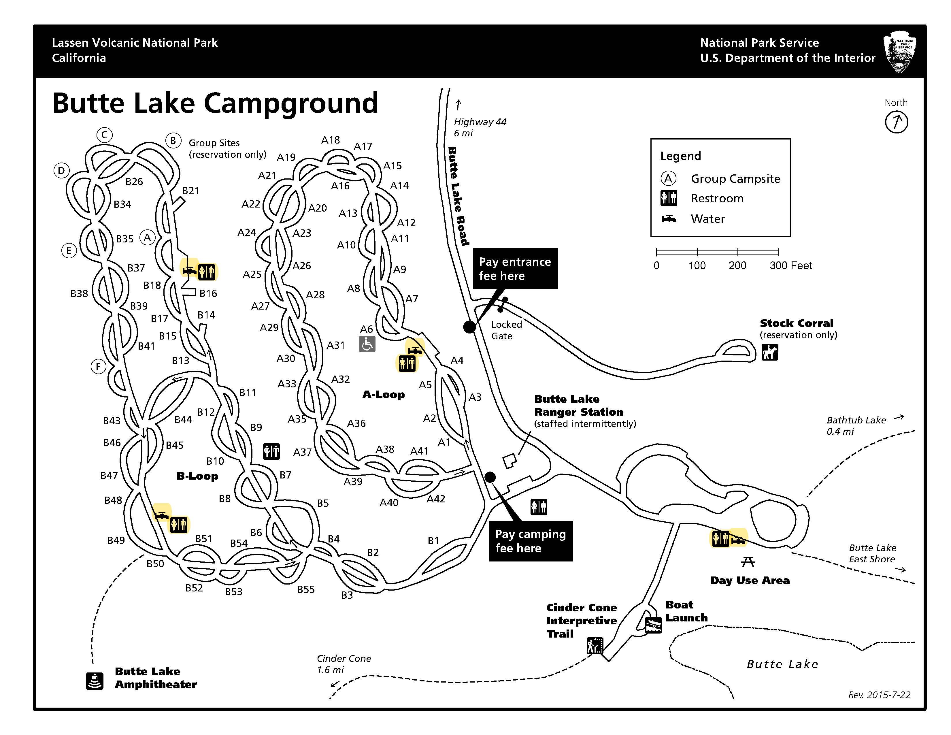 A map of a campground showing two loops.