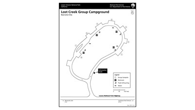 A map of an oval loop with 8 campsites.