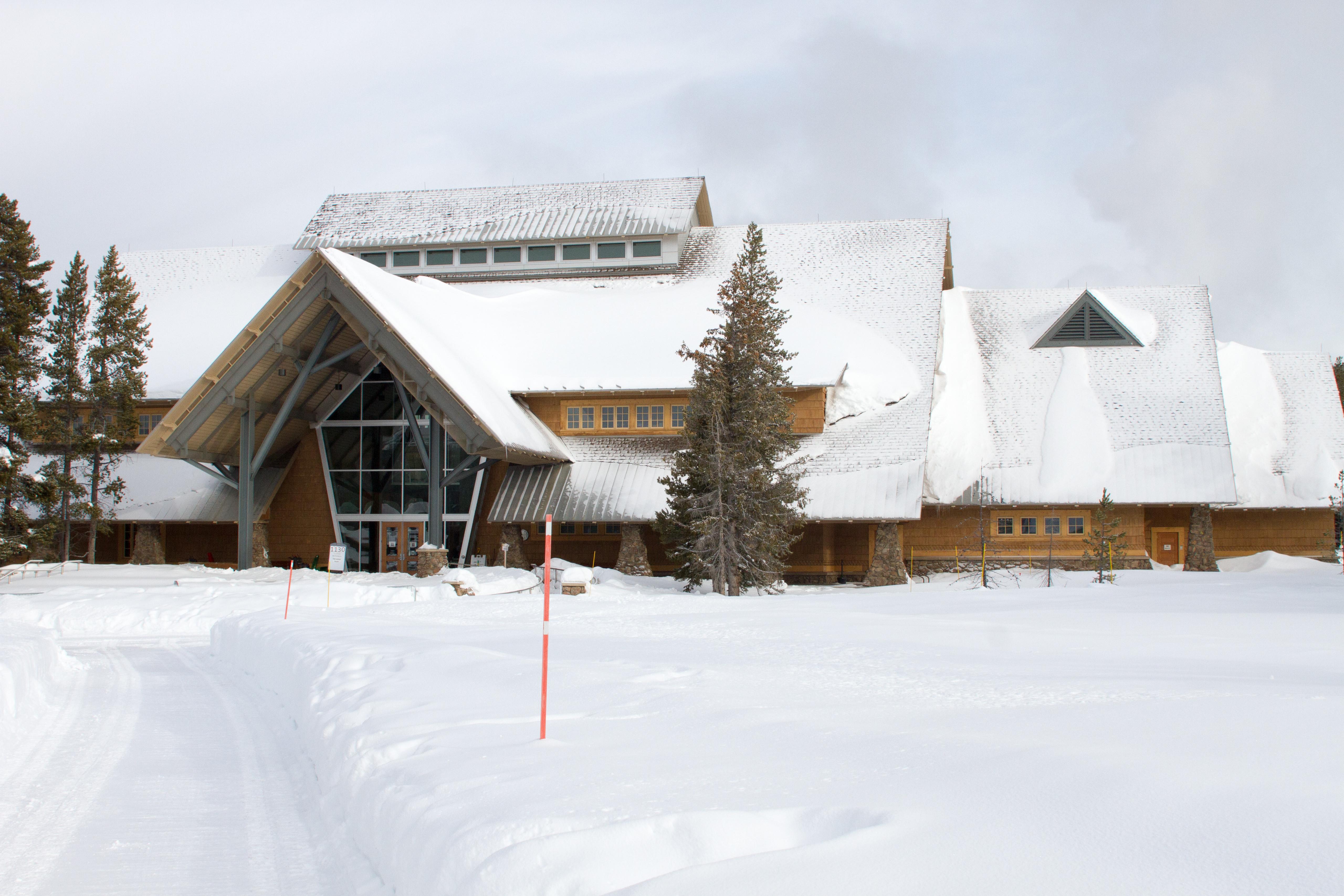 The Old Faithful VEC in winter with snow covering its roof.