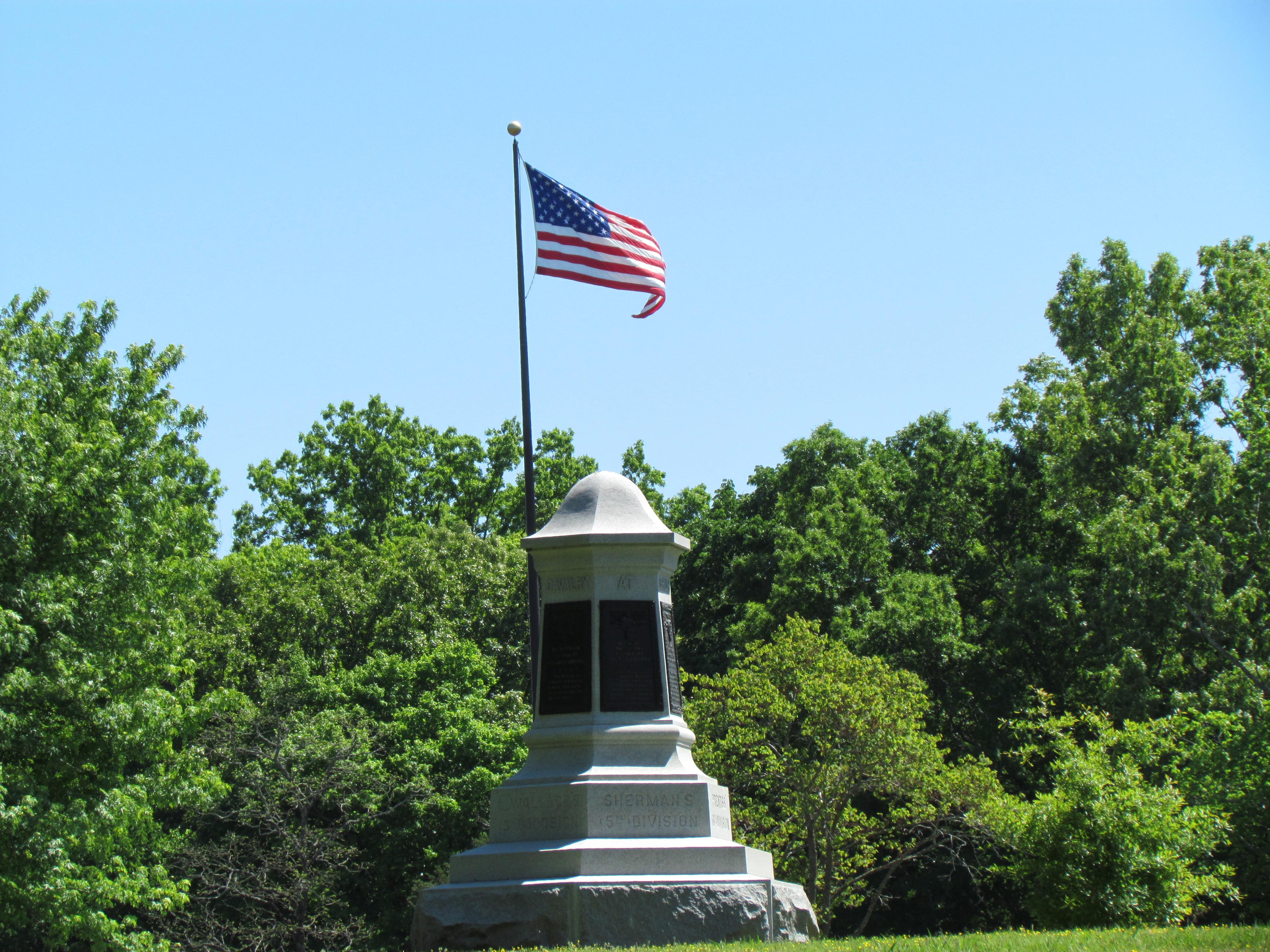 The monument commemorating Illinois cavalry units at Shiloh