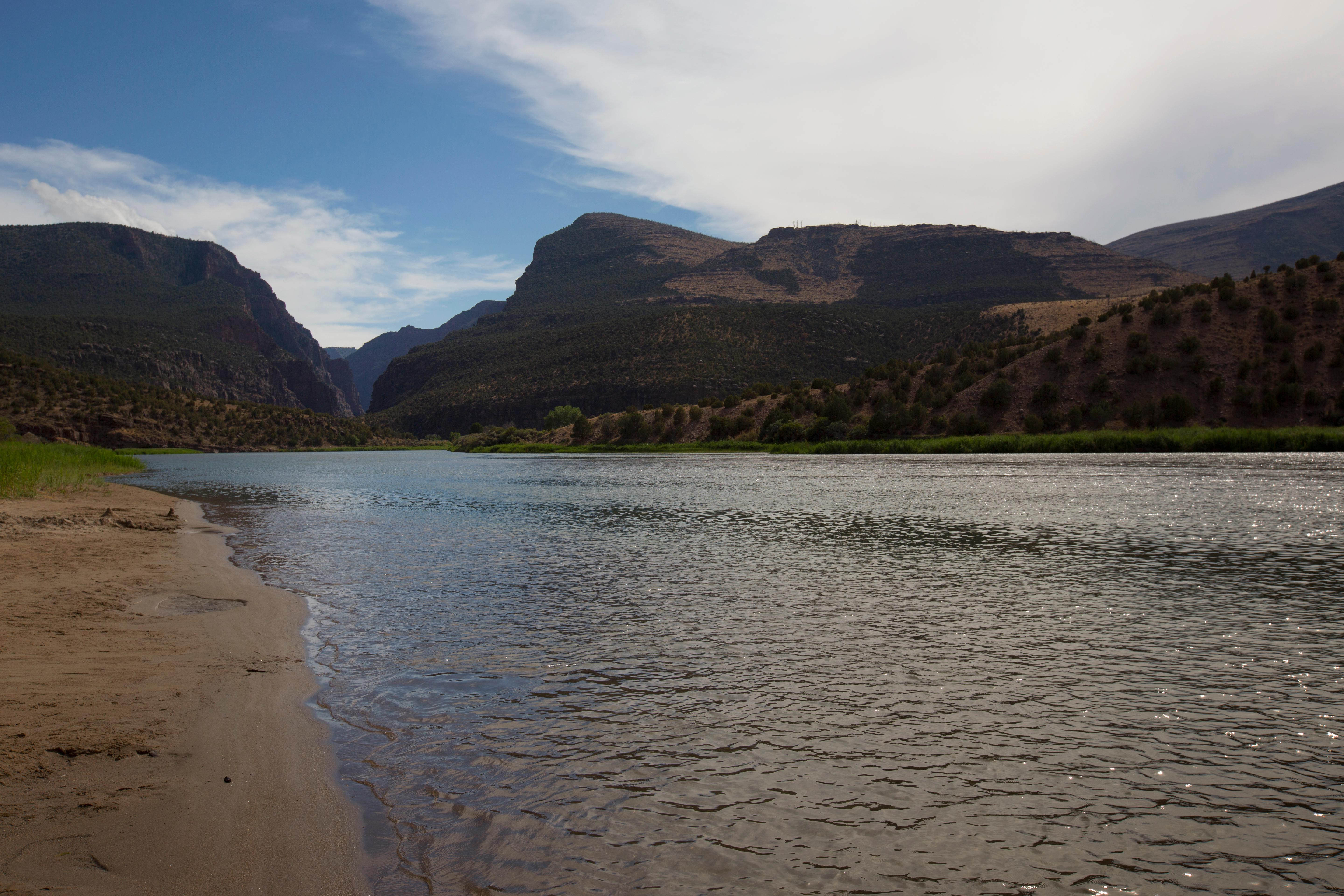 River flowing towards mountains