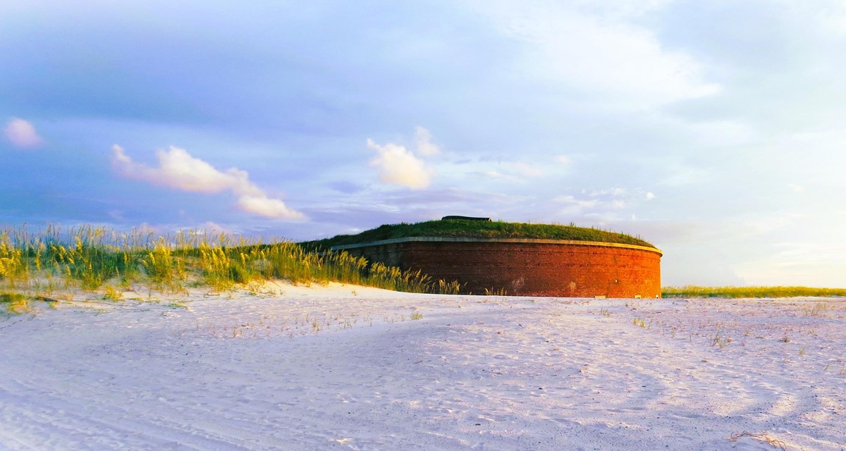 A fort with water on an island