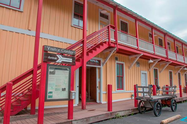 close up of railroad depot