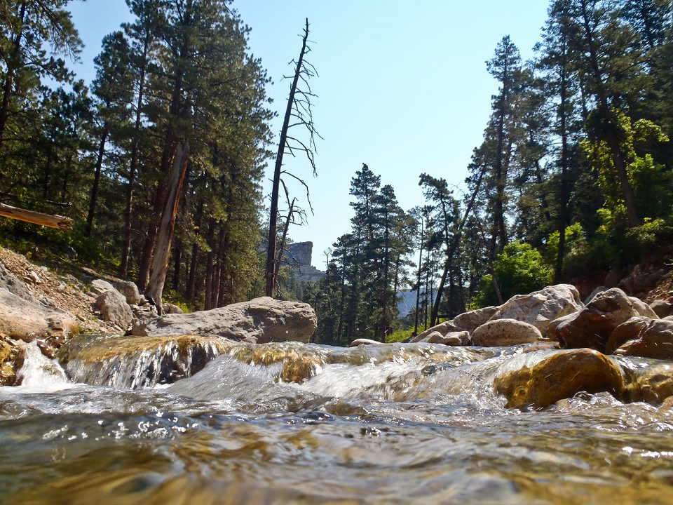 Flowing water over rocks