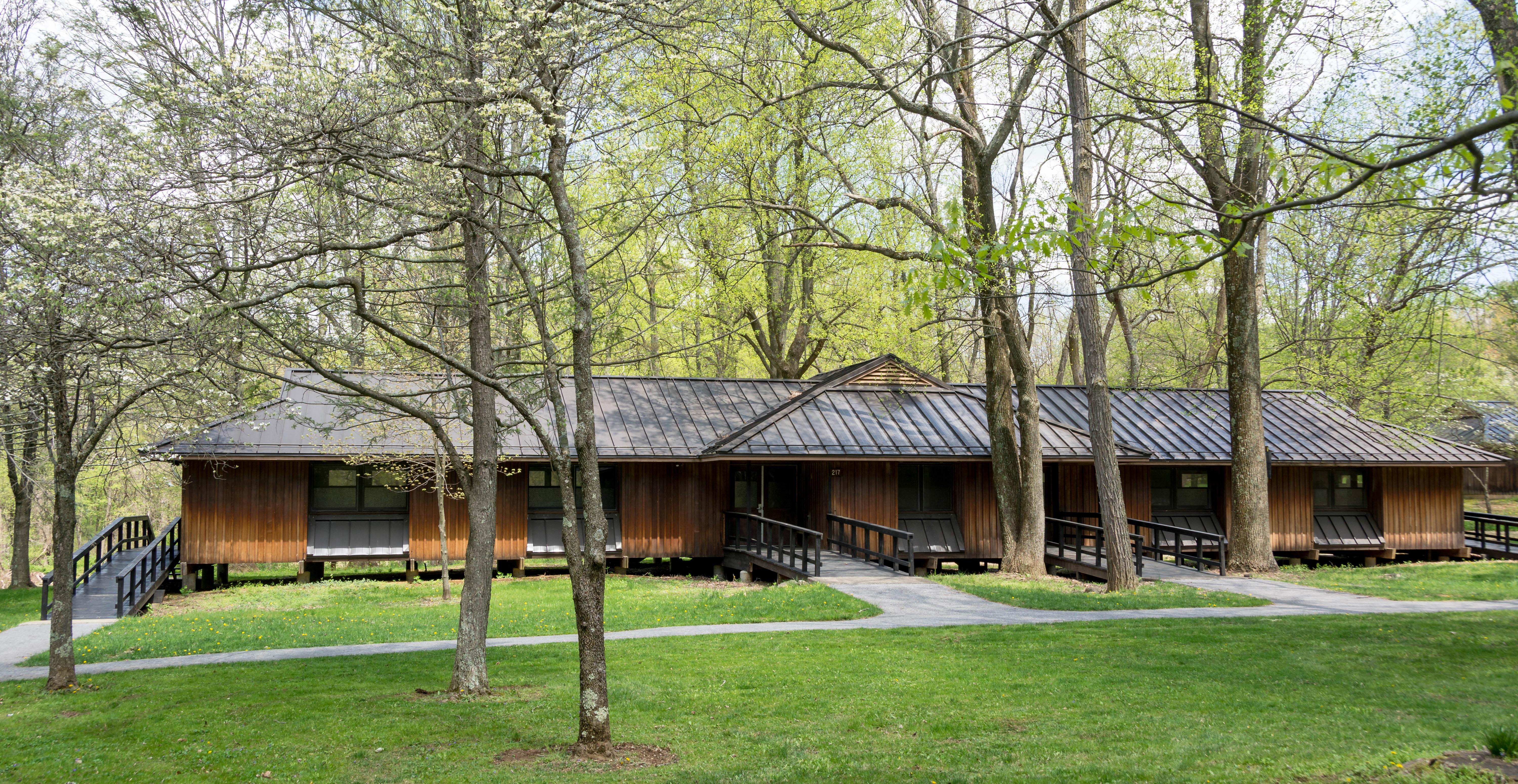 One story brown wooden building