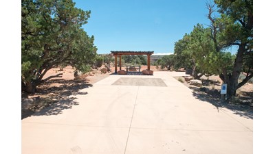 an accessible campsite with paved surfaces surrounding the site