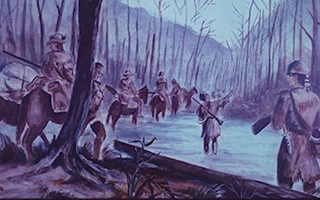 Slide of travelers on the Natchez Trace Slide of travelers on the Natchez Trace