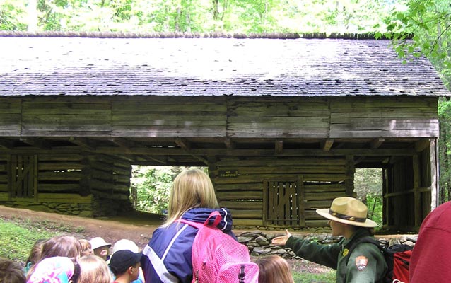 Students explore Porters Flat with a ranger.