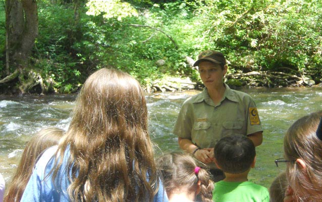 Ranger sharing the importance of water in habitats. Ranger sharing the importance of water in habitats.