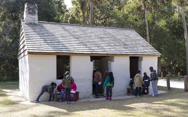 School kids at the slave cabins School kids at the slave cabins