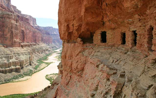 Prehistoric granaries along the Colorado River.