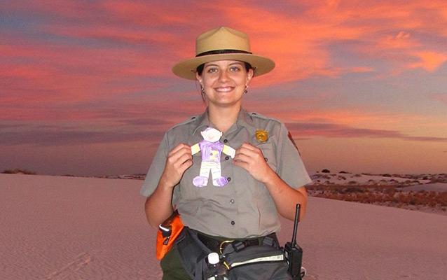 A ranger with Flat Stanley