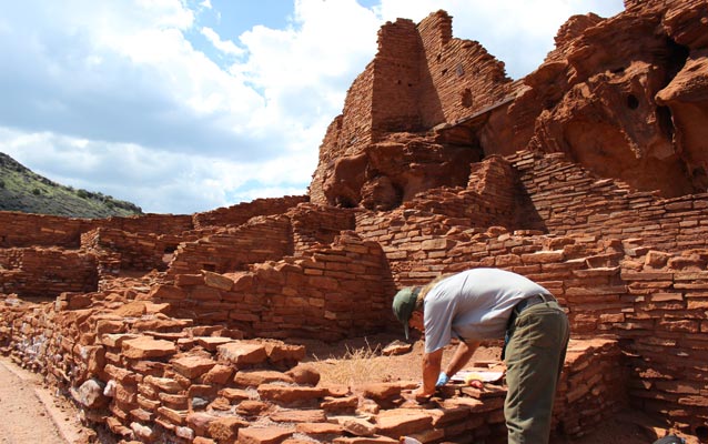 Archeologist at Wupatki Pueblo. Archeologist at Wupatki Pueblo.