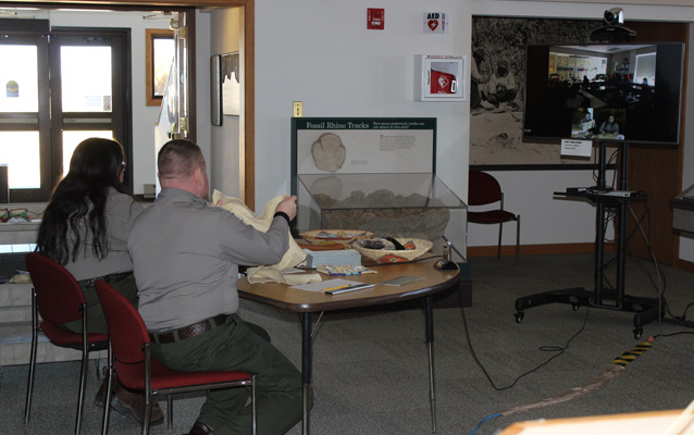 Rangers working with students 1500 miles away from Agate Fossil Beds