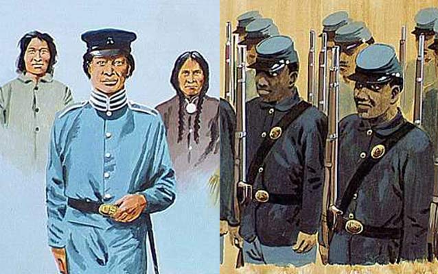 Artwork of American Indian Soldiers and African American Soldiers