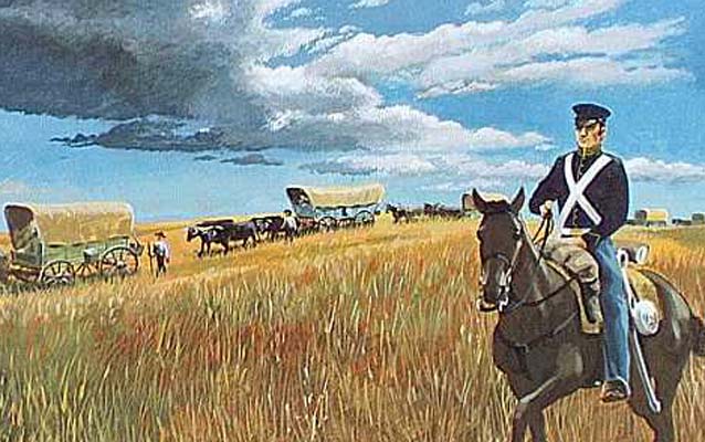 Dragoon escorting wagon train