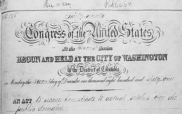 The first page of the Homestead Act The first page of the Homestead Act