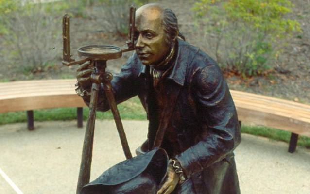 Statue of Albert Gallatin surveying