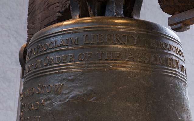 Close up of the inscription on the Liberty Bell, focusing on the word Close up of the inscription on the Liberty Bell, focusing on the word