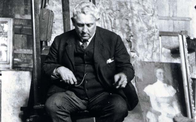 Weir gets ready to paint in his Branchville studio