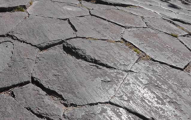 Glacial polish on the top Devils Postpile