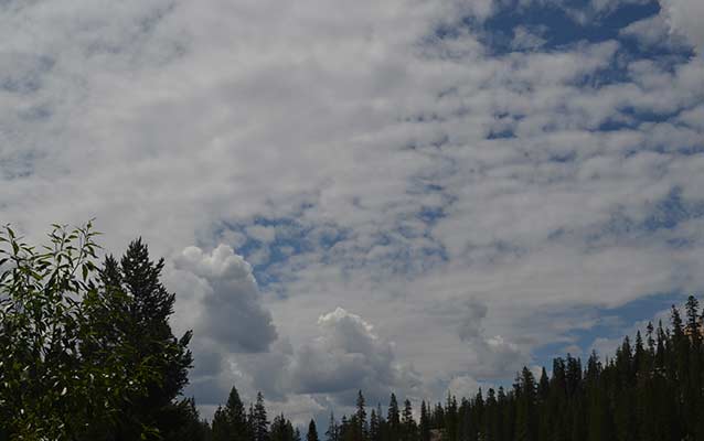 Storm clouds gather at Devils Postpile National Monument