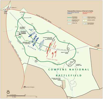 Map of Cowpens National Battlefield found in the brochure Map of Cowpens National Battlefield found in the brochure