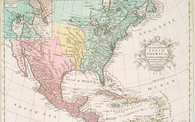 Old color map of North America Old color map of North America
